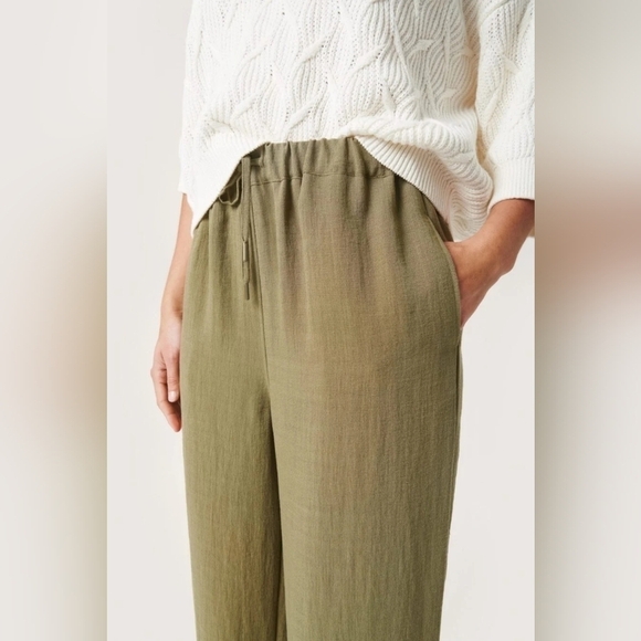 Soaked in luxury camille olive green high waisted wide leg trouser pants medium - Picture 14 of 14